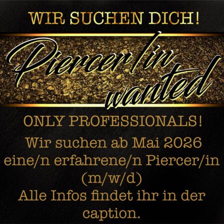 Stellenanzeige: Erfahrener Piercerin (m/w/d) gesucht – Double XX Tattoo